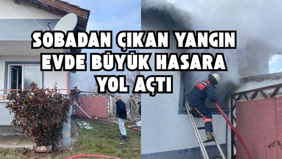 Sobadan Çıkan Yangın Evde Büyük Hasara Yol Açtı